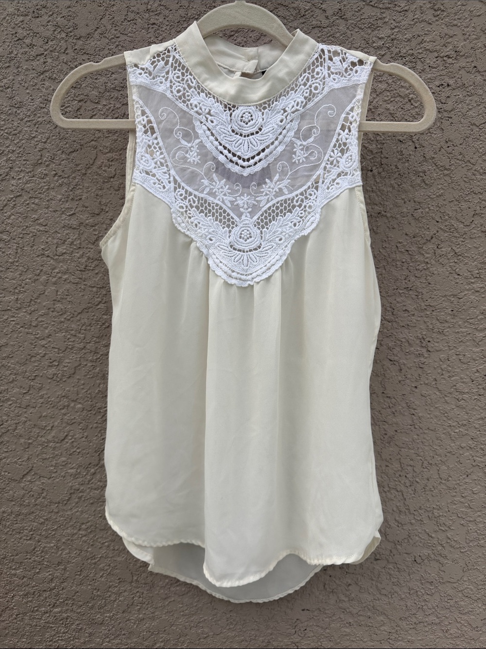 HeartSoul Cream Lace Yoke Sleeveless Camisole